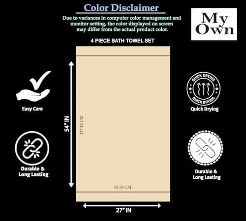 MyOwn Ultra Soft 4 Pack Bath Towels Set 27x54 Inches