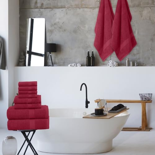 QUBA LINEN 8-Piece Towel Set Burgundy