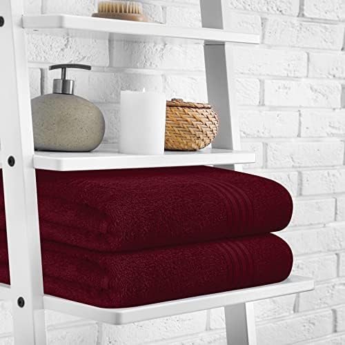 BOUTIQUO 100 Cotton Bath Towel Set 28x55 Burgundy 1