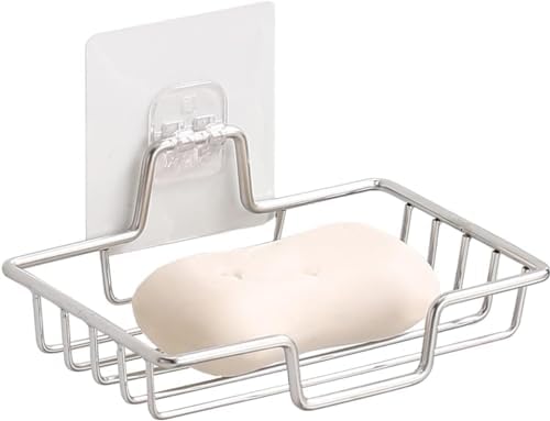 AKOAK 1 Pack Wall-Mounted Soap Dish Holder - Silver