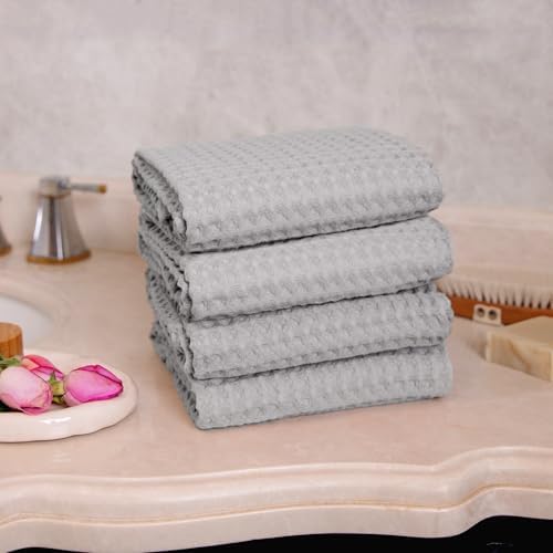 Lavien Home 100 Cotton Waffle Towels 4-Pack Gray