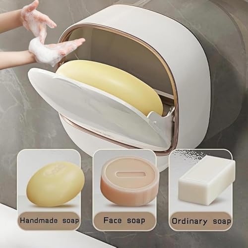 Luxury Soap Holder with Drain Tray and Flip Lid