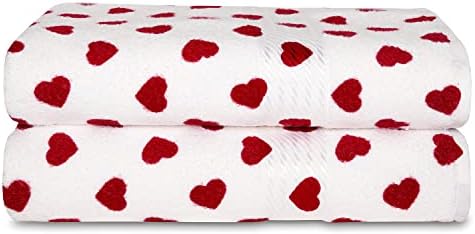 Cackleberry Home Red Hearts Bath Towels Set of 2