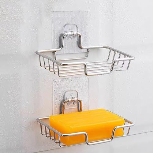 AKOAK 1 Pack Wall-Mounted Soap Dish Holder - Silver