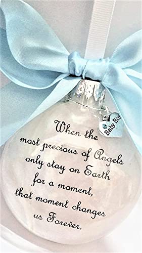 Baby Boy Memorial Ornament with Angel Charm