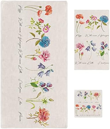 3 Piece Linen Texture Bath Towels Set