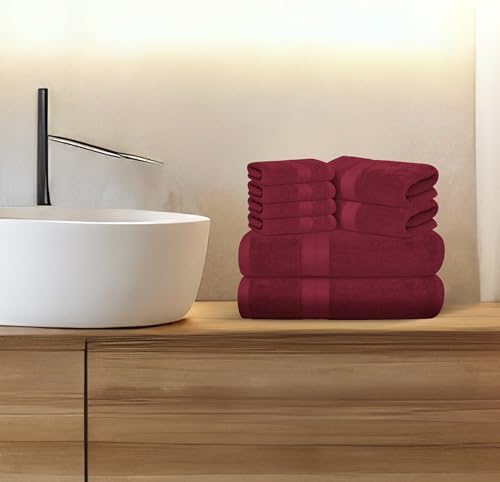 Avalon Towels Luxury 8 Piece Set Crimson Red 1