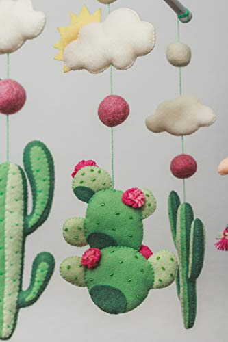 Handmade Felt Llama Mobile Boho Cactus Crib Decor