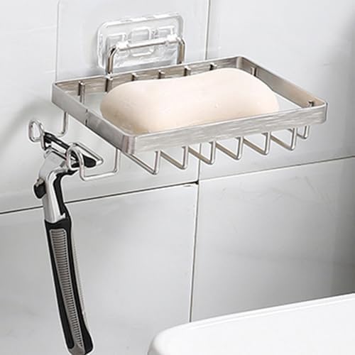 Grebest Stainless Steel Soap Dish with Hooks