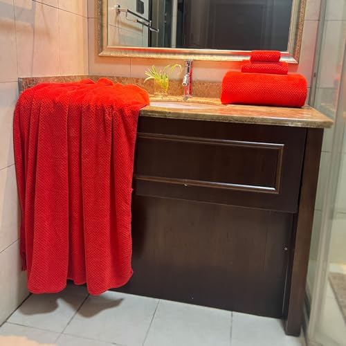 YTYC Oversized Bath Towels Set of 6 Red