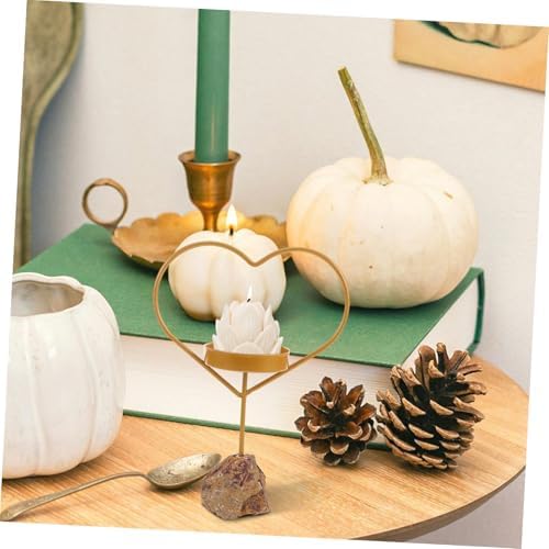Ciieeo Heart Shaped Crystal Candle Holder with Iron Base 1