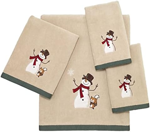 Avanti Linens Bath Towel 2 Pack - Happy Snowman Red Fox