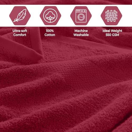 QUBA LINEN 8-Piece Towel Set Burgundy