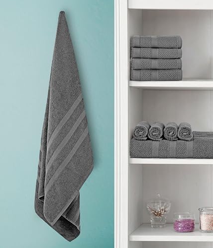 COTTON CRAFT Popcorn Towel Set - 10 Piece Charcoal Grey 1