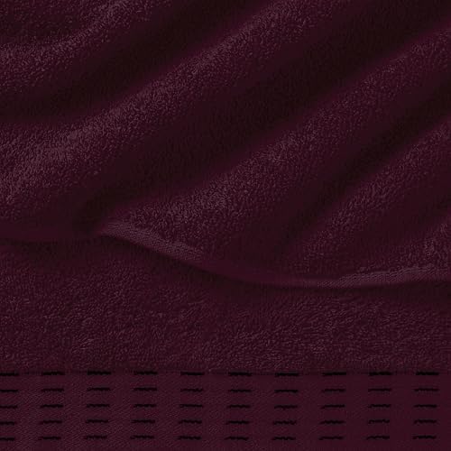 MALLONI HOME Cotton Bath Towel Set 28x55 Inches Burgundy