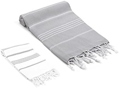 OliveLinen Turkish Towel Set Light Gray 1