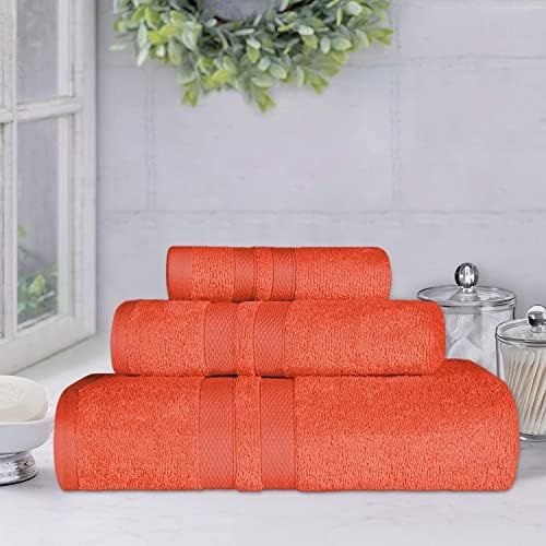 Superior Ultra-Soft 3-Piece Cotton Towel Set - Tangerine