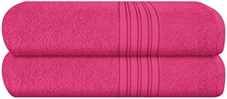BOUTIQUO 100 Cotton Bath Towel Set 28x55 Hot Pink