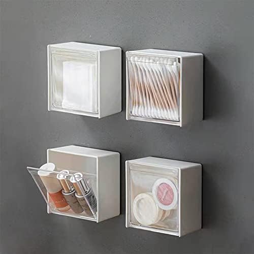 Waterproof Cotton Swab Holder Box with Flip Lid Wall Mounted Organizer
