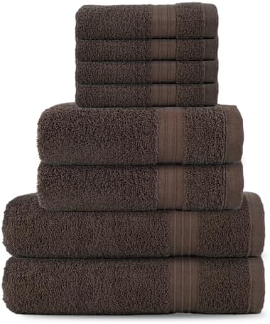 Textila 8-Piece Towel Set - Chocolate Brown 1