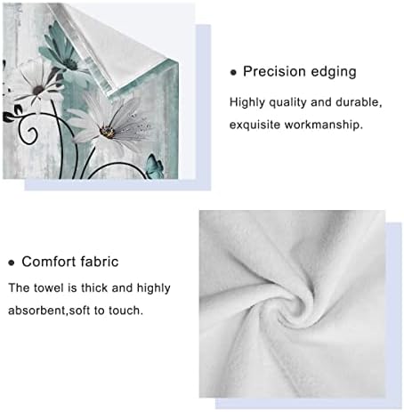 MATEKULI 3-Piece Farm Teal Daisy Bath Towel Set