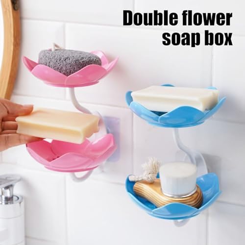 Double Layer Soap Dish with Suction Cup Holder
