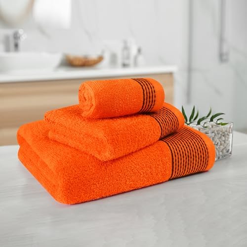 Belizzi Home Ultra Soft Cotton Towel Set 3 Pack - Orange