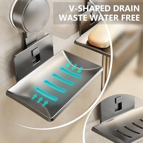 Strong Suction Cup Soap Dish Sturdy Aluminum ABS Wall Mount Holder