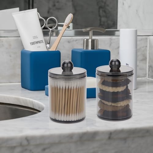 DAPOWER 2-Pack Clear Plastic Q-tip Holder for Bathroom Storage