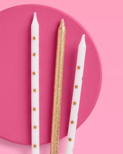 Xo Fetti Gold Glitter Star Cake Candles - 10 Pcs