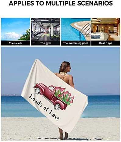 3 Piece Bath Towel Set with Red Tulip Design
