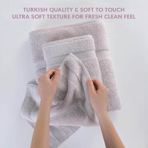 TrendShine Bath Towel Set of 6 - Soft Absorbent Grey