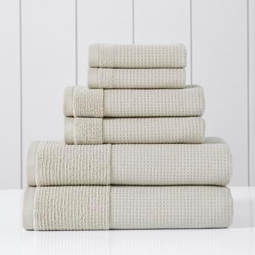 Modern Threads Waffle-Rib Towel Set 6 Piece Taupe