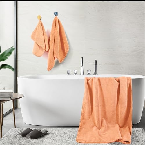 POLYTE Oversize Microfiber Bath Towel Set 6 Piece Orange