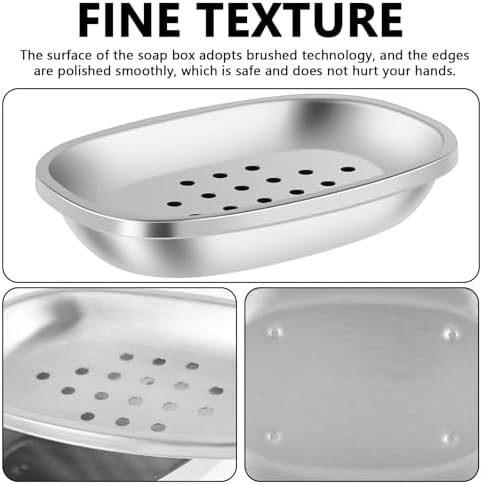 2Pcs Draining Soap Dishes Stainless Steel Holder for Bathroom Double Layer Design