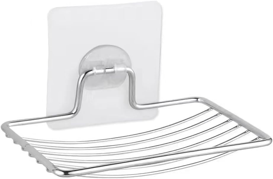 QIVANLIFE Soap Dish Holder Adhesive 304 Stainless Steel Wall Mounted 1 Piece Silver