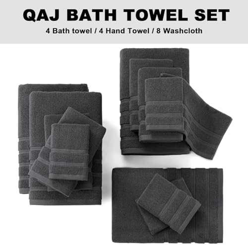 QAJ 16-Piece Bath Towels Set - 100 Cotton Soft and Durable