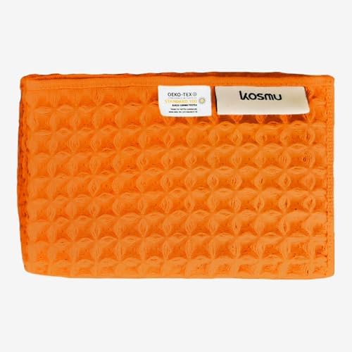 KOSMU Japanese Cotton Silk Waffle Bath Towel - Coral Orange