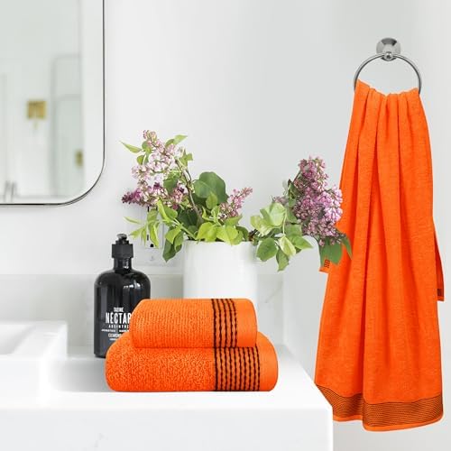 Belizzi Home Ultra Soft Cotton Towel Set 3 Pack - Orange