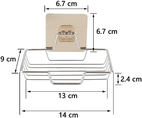 2-Pack Stainless Steel Soap Dish Holder with Self-Adhesive Hooks