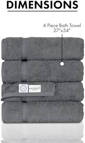 SALBAKOS Premium 4 Piece Bath Towel Set - Gray