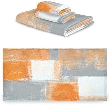 PATINISA Orange Grey Bath Towel Set of 3 1