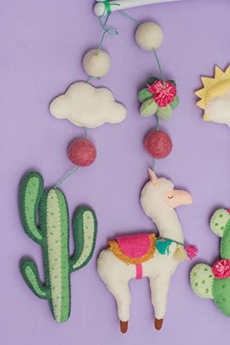 Handmade Felt Llama Mobile Boho Cactus Crib Decor