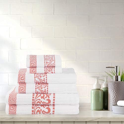 Superior 6-Piece Cotton Towel Set with Greek Pattern