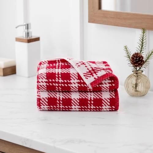 Martha Stewart Christmas Plaid Bath Towels Set of 2