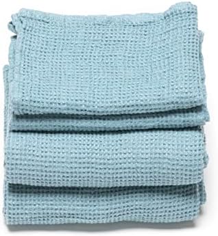 LinenMe Linen Waffle Bath Towel Set Stone Blue