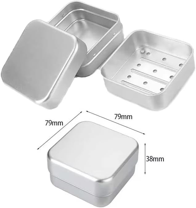 3Pc Aluminum Soap Containers with Lids and Drainage