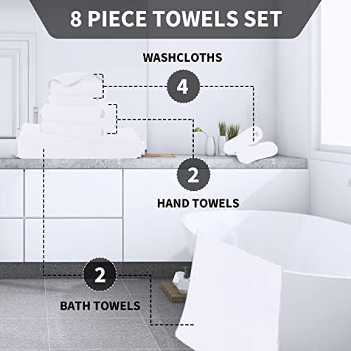 Cosy Family 8-Piece Microfiber Towel Set White