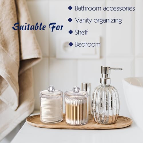 Wellinc Q-tip Holder Dispenser 10 oz Clear Plastic Jar Set