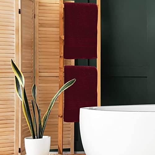 BOUTIQUO 100 Cotton Bath Towel Set 28x55 Burgundy 1